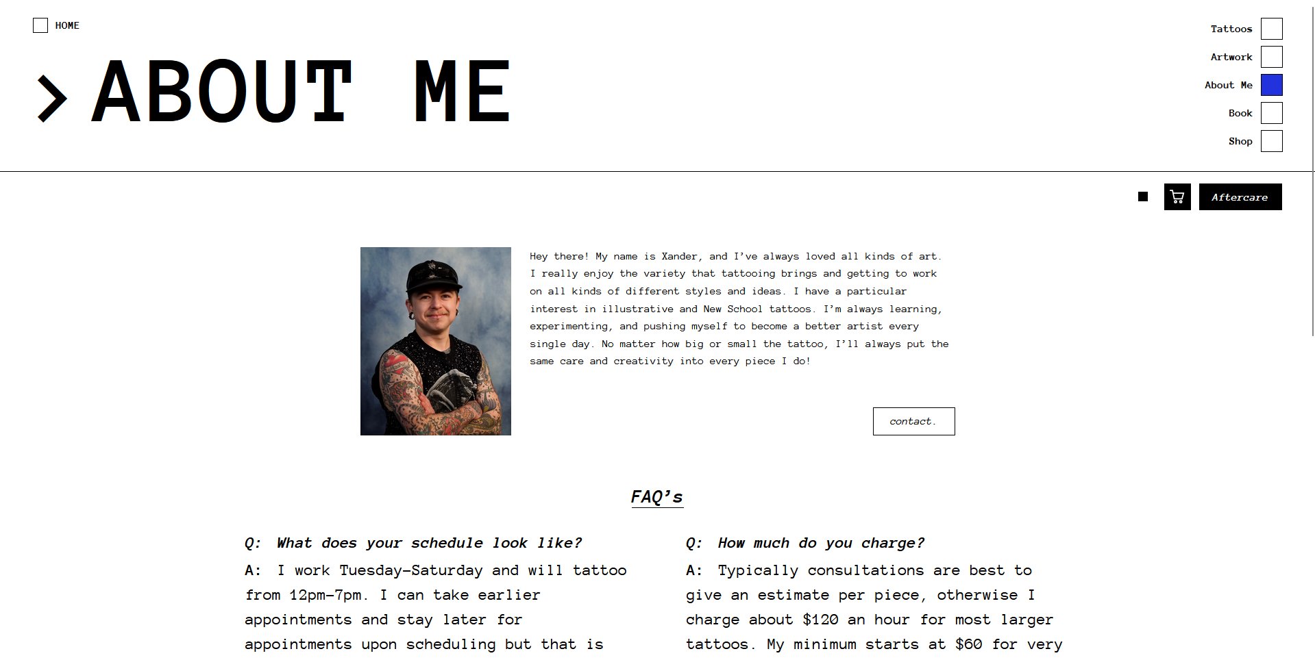 About Me page