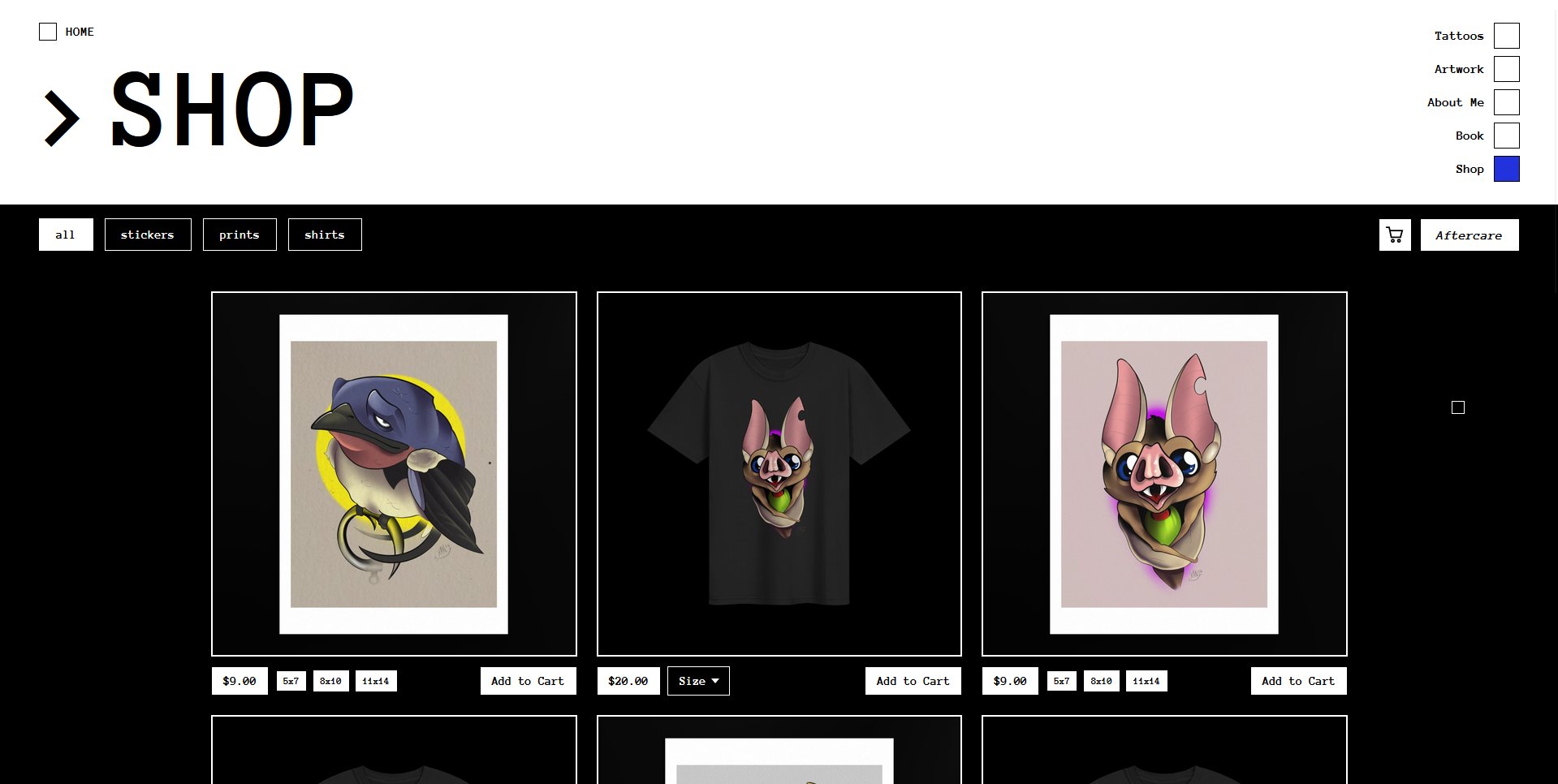 Shop page